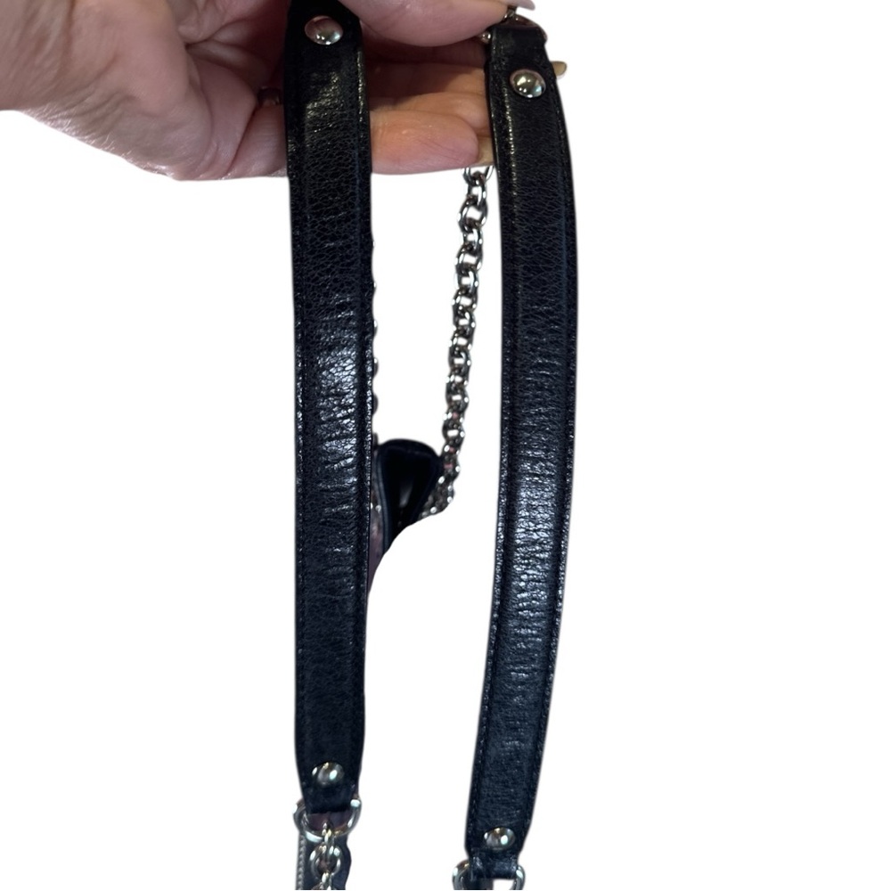 COACH Poppy EUC Slim Black Crackled Leather Convertible Bag - Picture 11 of 16